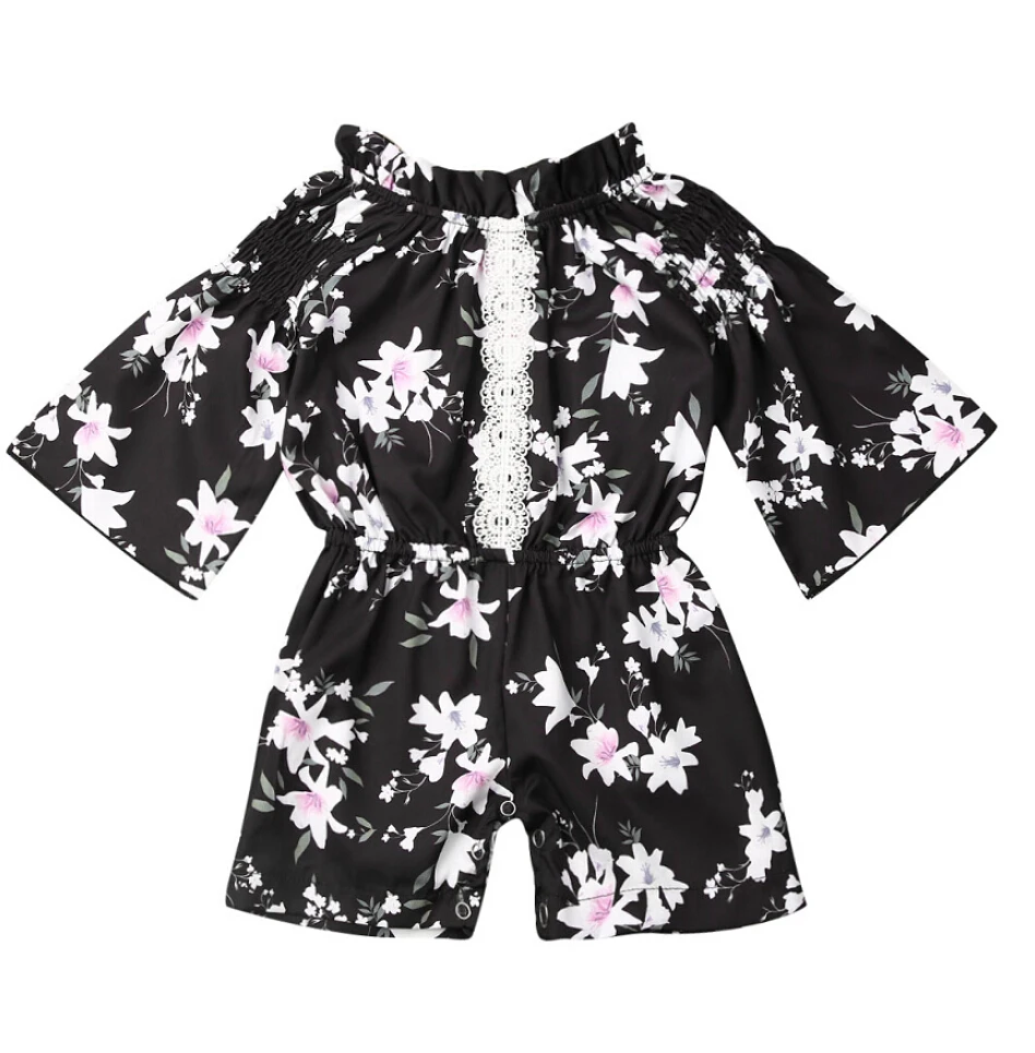 В наличии США Детский комбинезон с цветочным принтом для маленьких девочек боди