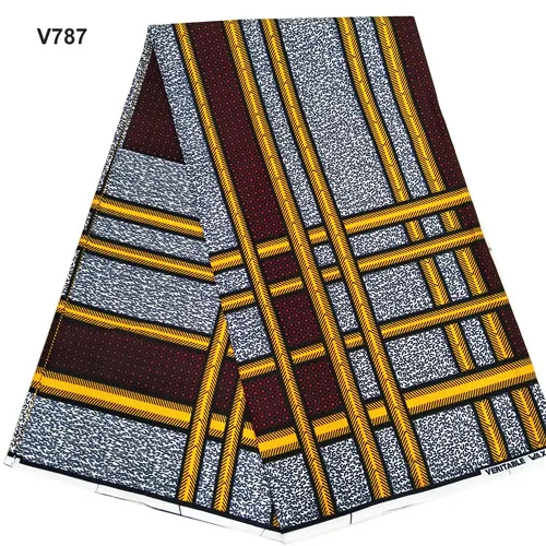 V787 Гарантированная Нигерия Анкара напечатаны настоящий голландский воск Высокое качество африканская вощеная ткань принтом 6 ярдов для женщин платье V - Цвет: V787