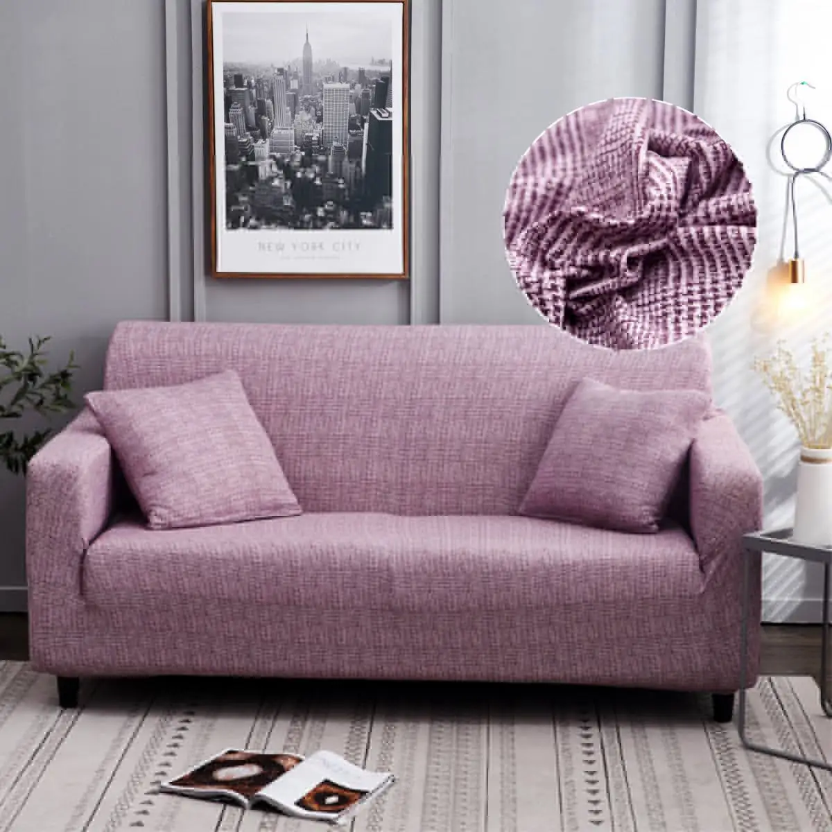Purple HoundstoothStretching диван крышка подходит для гостиной шезлонг диван крышка раздела диван угловой 1/2/3/4 местный диван-кровать - Цвет: Purple