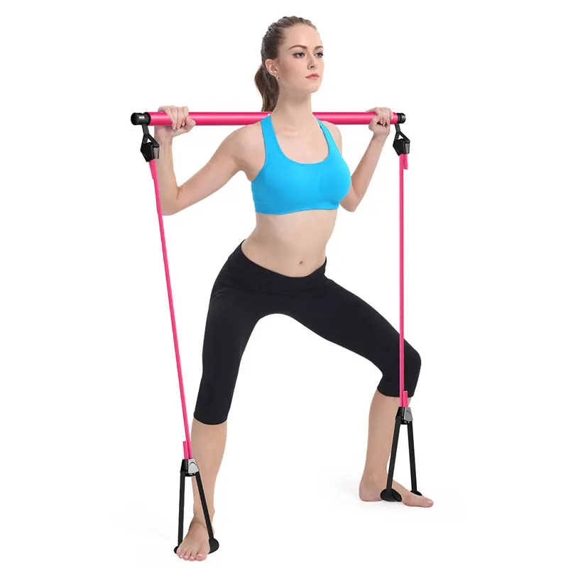 Yoga Pilates Bar Kit with Resistance Band Pilates Exercise Stick Toning Bar Fitness Home Yoga Gym, Body Workout