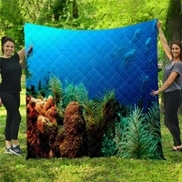 undersea fish printed home sofa cover quilt queen king for bed soft travel hotel warm blanket cotton quilt