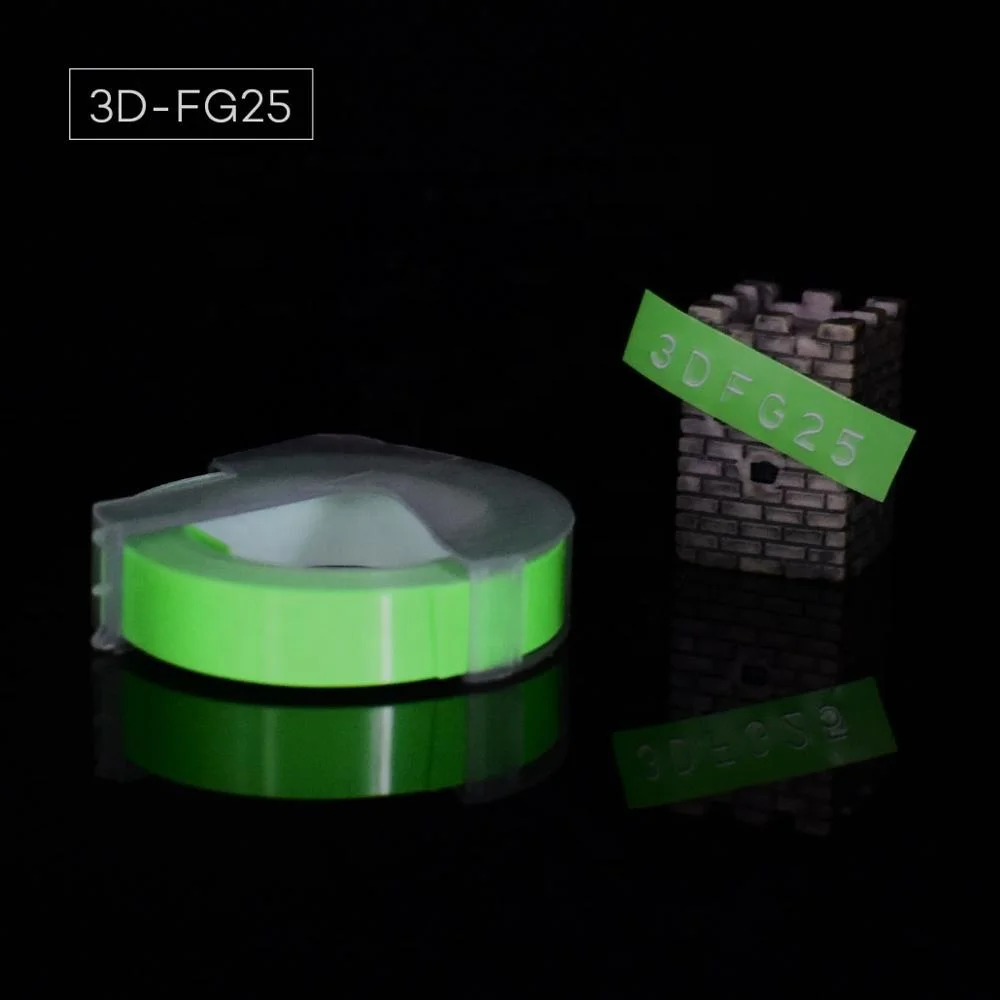 flugreen 1 рулон 6/9/12 мм 3D для тиснения, из ПВХ этикетки ленты совместимый с dymo 1610 1880 12965 ручной принтеры этикеток для Motex E101 этикетка производители - Цвет: flugreen