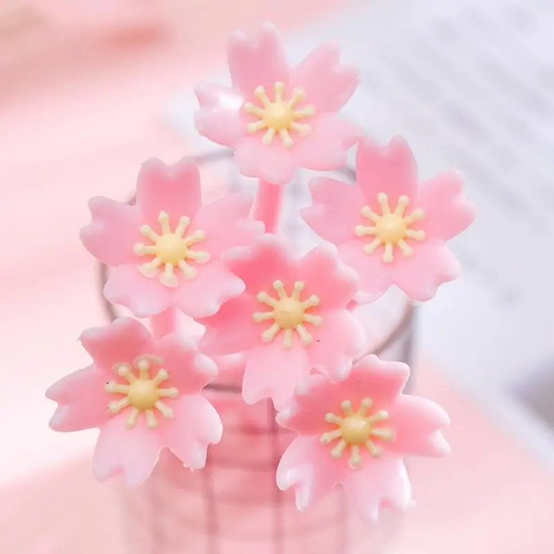 

Cute Pink Cherry Blossoms Pink Flower Silicone Gel Pens Gift Prize DIY Drawing Pen Creative Romantic Office School Supplies 1pcs