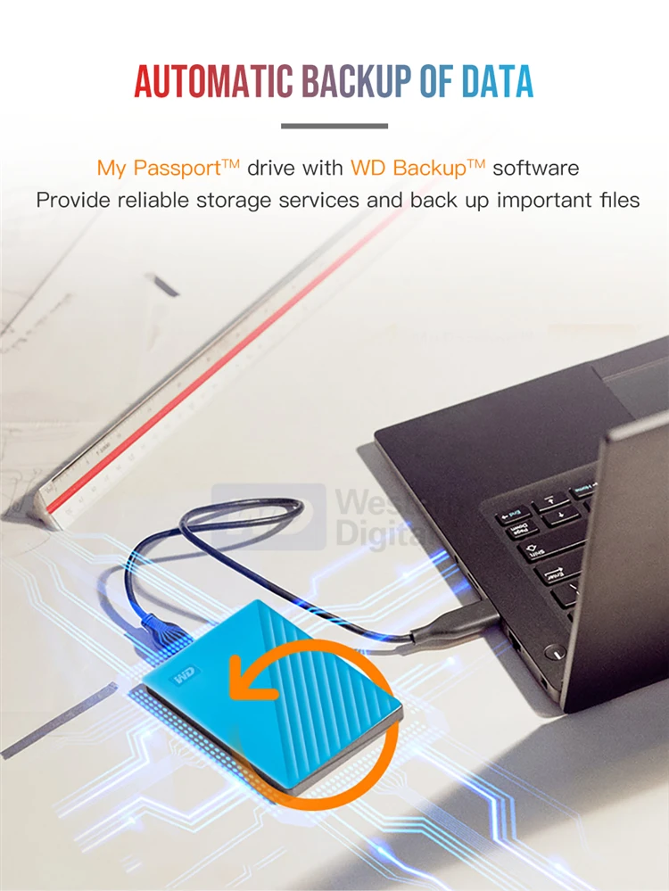 Western Digital WD портативное шифрование жесткого диска 1 ТБ/2 ТБ/4 ТБ устройства хранения SATA3 My Passport внешний жесткий диск USB3.0 для ПК