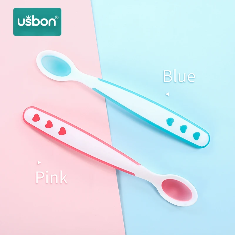 Usbon 2 шт./лот обучающая посуда Термочувствительная ложка для безопасности ребенка