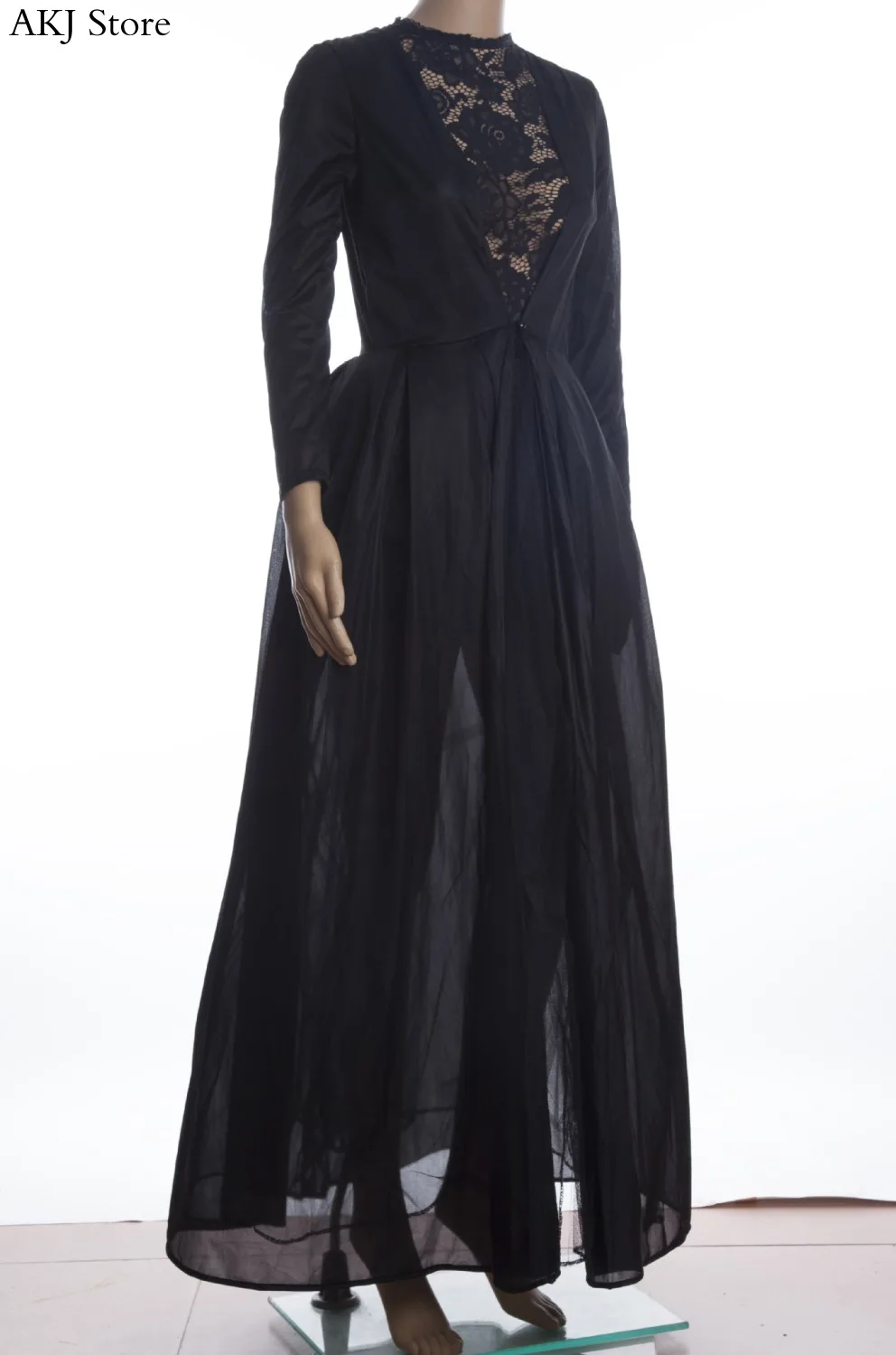 

Sexy Black Lace Dress Long Sleeve Elegant Vintage Big Swing Dresses Vestidos