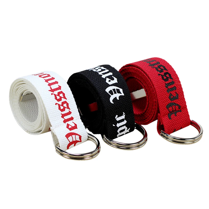 

130cm Neutral Nylon Canvas Belt Women Men D Ring Buckle Belt 130cm