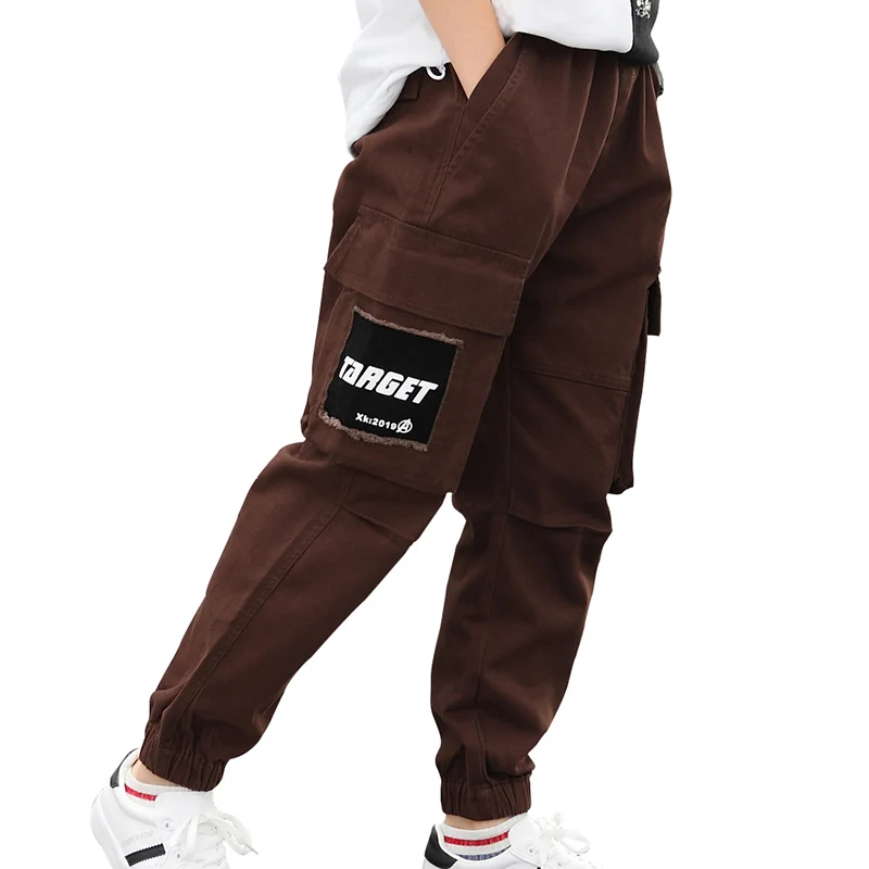K2-932Coffee Штаны для больших мальчиков, брюки, спортивные джоггеры, повседневные хлопковые спортивные штаны для мальчиков-подростков, Детская школьная одежда для детей 8, 9, 10, 12 лет - Цвет: K2-932Coffee