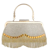 2021 hot luxury rhinestone tassel pearl female dinner messager handbag bling cosmetic all match dress bag women clutch bag