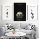 Настенная картина Луна в минималистическом стиле, настенные плакаты и принты в виде Луны, абстрактная живопись, декоративные картины в скандинавском стиле, Современный домашний декор