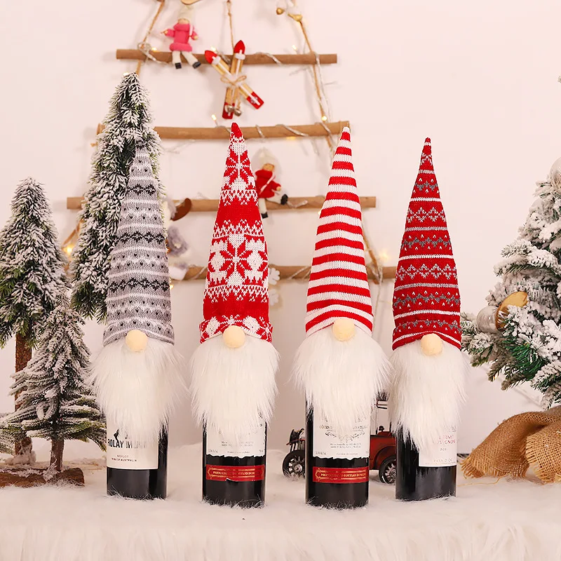 

Merry Christmas Ornaments For Home 2021 Christmas Novelty Gnome Faceless Doll Wine Bottle Cover Xmas Gift Happy New Year 2022