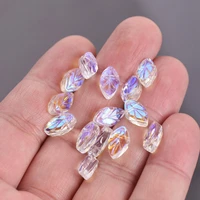 11mm leaf shape crystal glass loose crafts beads top drilled pendants for earring jewelry making diy crafts