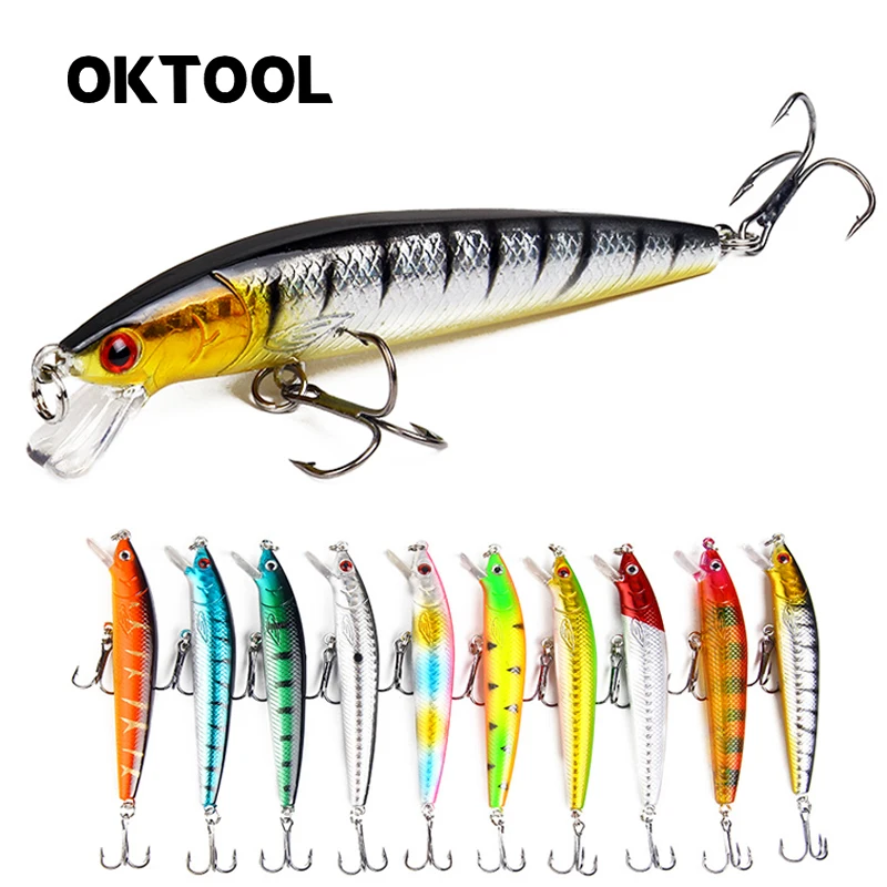 

OKTOOL 10cm 7.5g Floating Minnow Sea Fishing Lure Wobbler Rattle Sound Hard Bait Artificial Jerkbait Crankbait for Pike Trout