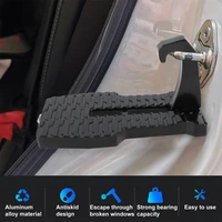 universal folding car door step latch hook step mini auxiliary foot pedal aluminium alloy safety hammer for jeep car accessories