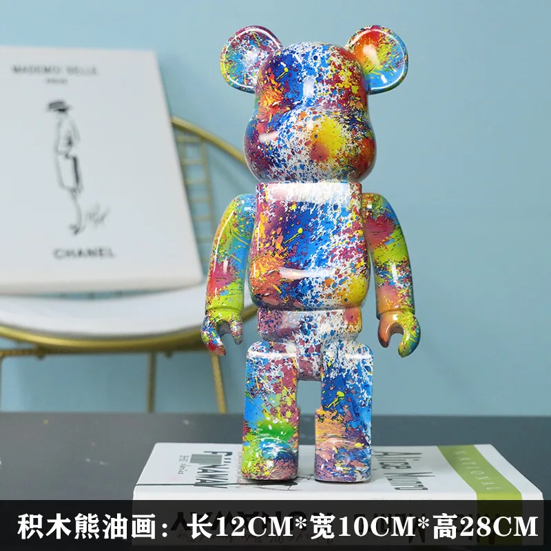 

Action Figures 28cm Bearbrickly 400% Cartoon Blocks Bear Dolls Pvc Street Art Collectible Models Toys To Friends Gifts