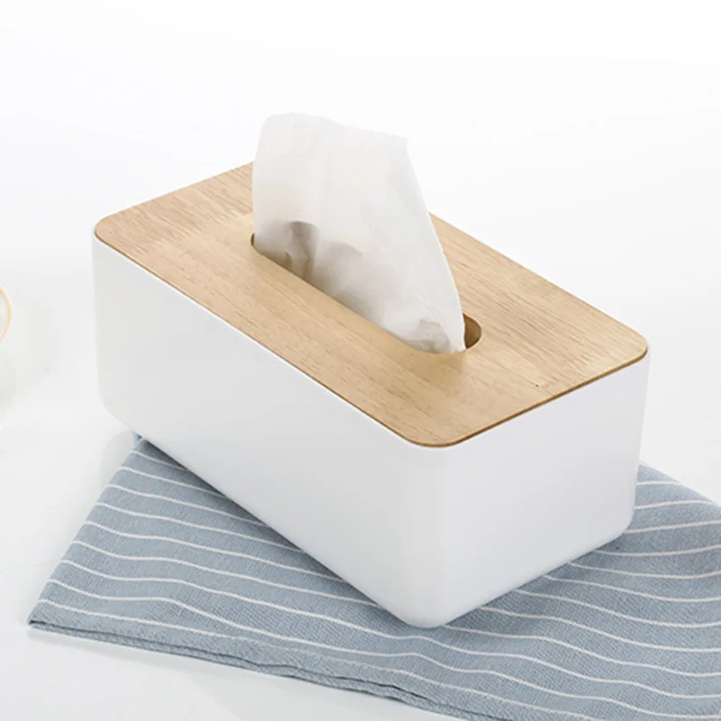 

Tissue Box Oak Wooden Paper Drawer Napkin Storage Box for Home Office Desk