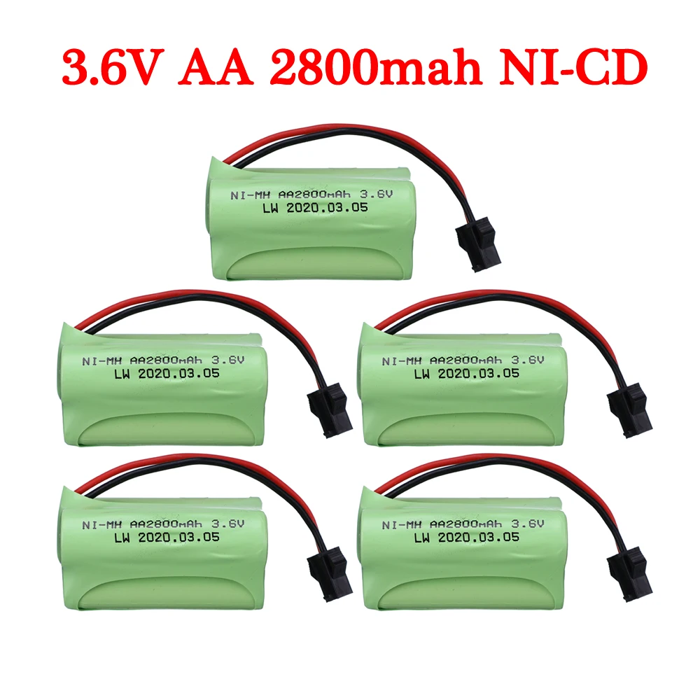 

Аккумуляторная батарея 3,6 в Ni-MH AA nimh 2800 мАч 3,6 В, упаковка аккумуляторных батарей SM plug Для радиоуправляемых игрушек, гоночных автомобилей, гру...
