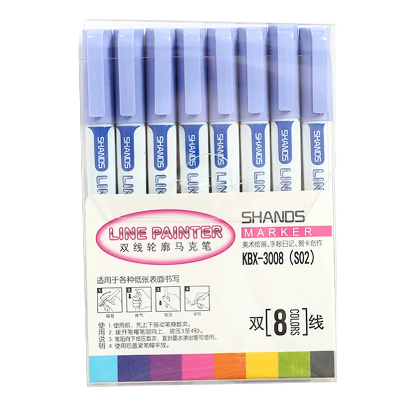 8 двусторонних контурных ручек цветные маркеры каллиграфия и живопись подарки