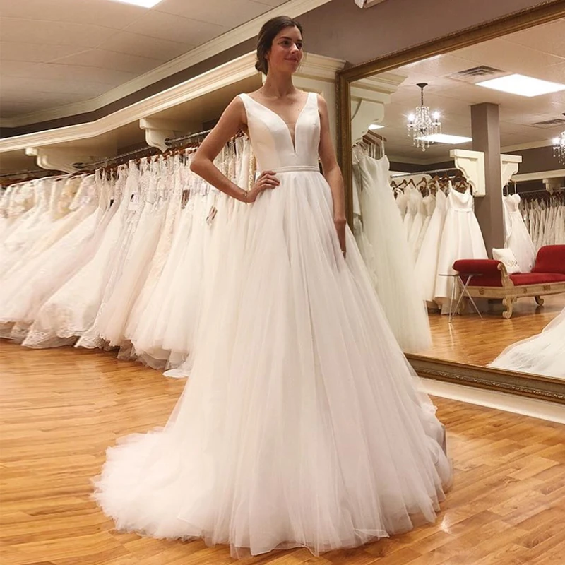 Соблазнительные Свадебные платья-трапеции с V-образным вырезом 2020 Vestido Noiva Praia