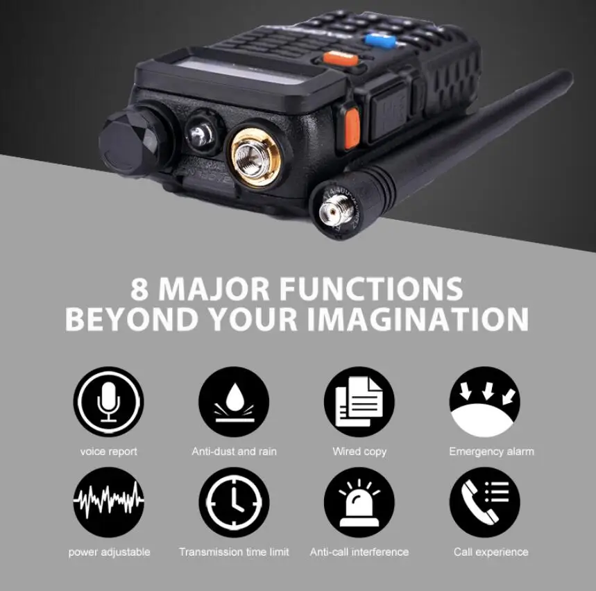 UV dual stage 5R upgrade 40 km 50km walkie talkie 10W hf transceiver vhf uhf ham radio long range CB radio station