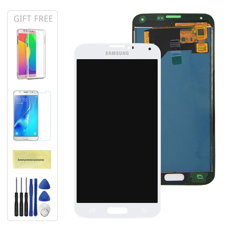 White Тест ЖК для samsung Galaxy 4G S5 i9600 G900 G900M G900F ЖК-дисплей кодирующий преобразователь сенсорного экрана в сборе(не совместим G900H - Цвет: White