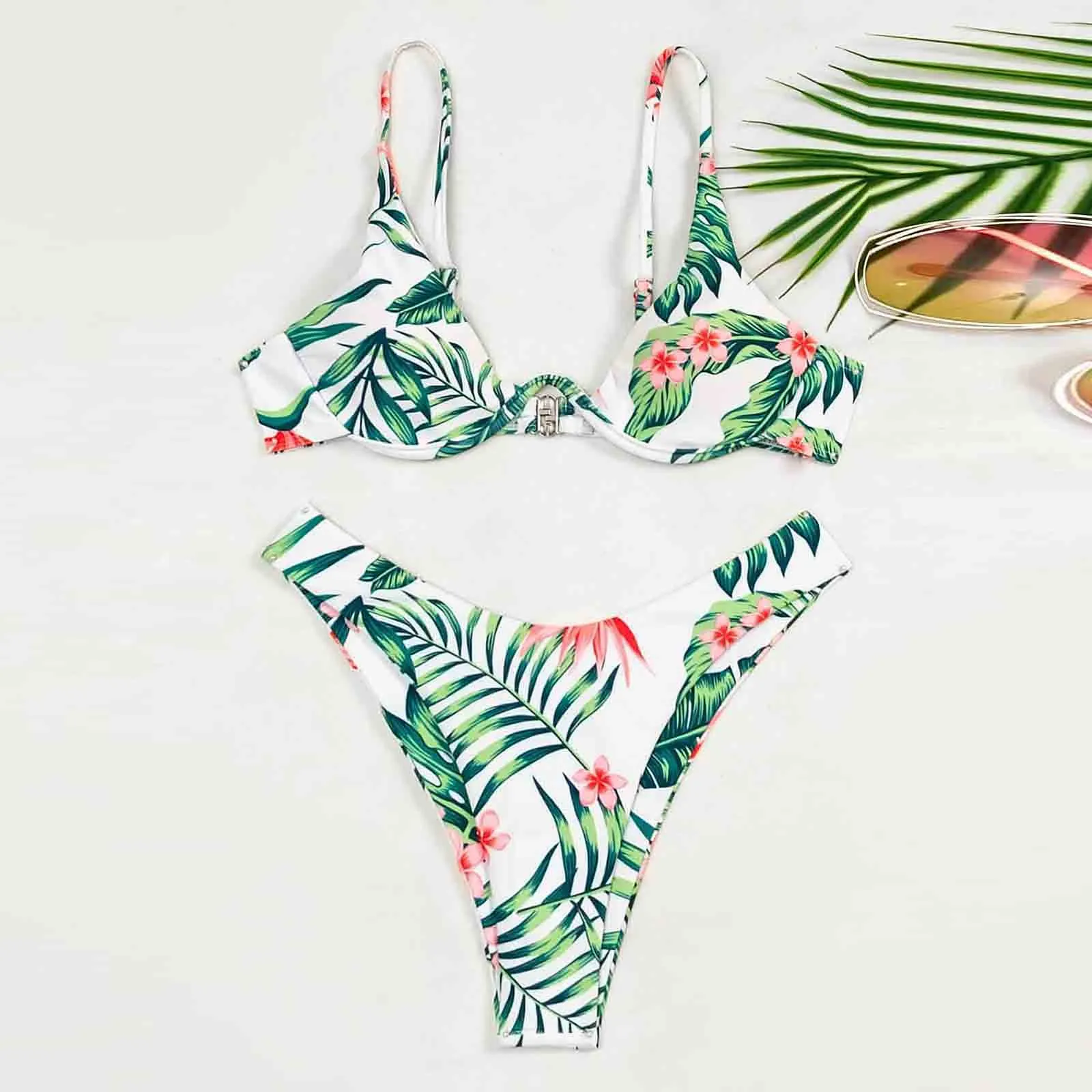 

Women Fashion Print Bandage Camisole Two-piece Swimsuit Bathing Suit Bikini
