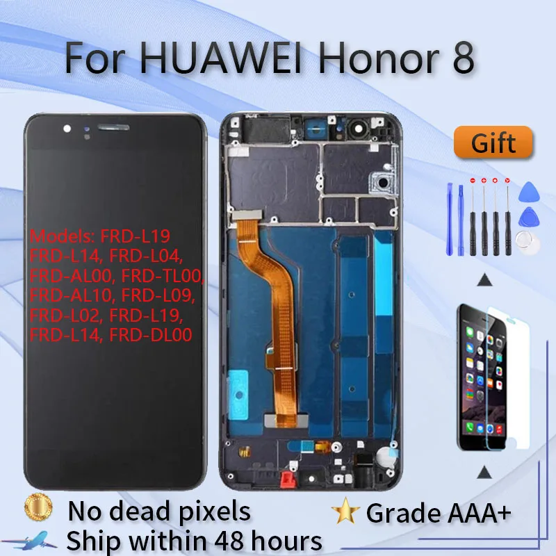 Для HUAWEI Honor 8 FRD L09 L19 L14 L04 AL00 TL00 AL10 Оригинальный ЖК экран в сборе с передним чехлом