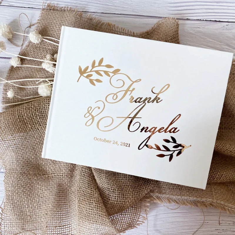 

Personalized Gold Foil Wedding Guest Book Alternative,Wedding Guest Book Polaroid,Rustic Guest Book With Leaves,Guest Book Idea