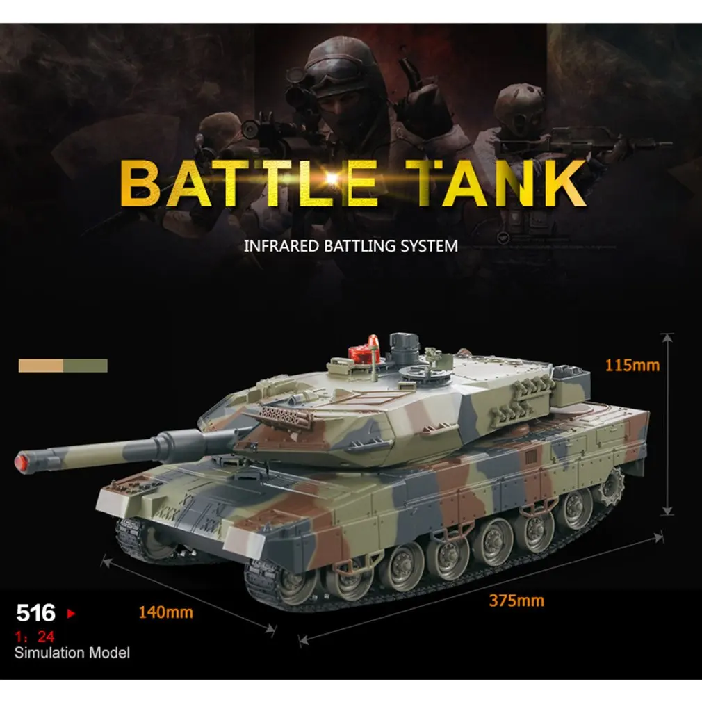 Зеленый Remote Control 1/24 RC Tank Crawler Toys Simulation Infrared RC Battle Tank Toy Best Birthday Gifts for Kids Boys - Цвет: Зеленый