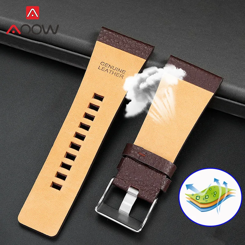 Ремешок из натуральной кожи для мужчин сменный Браслет с пряжкой нержавеющей