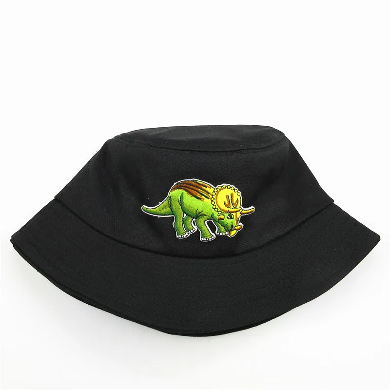 

2020 new style dinosaur animal embroidery Bucket Hat Fisherman Hat outdoor travel hat Sun Cap Hats for men and Women 373