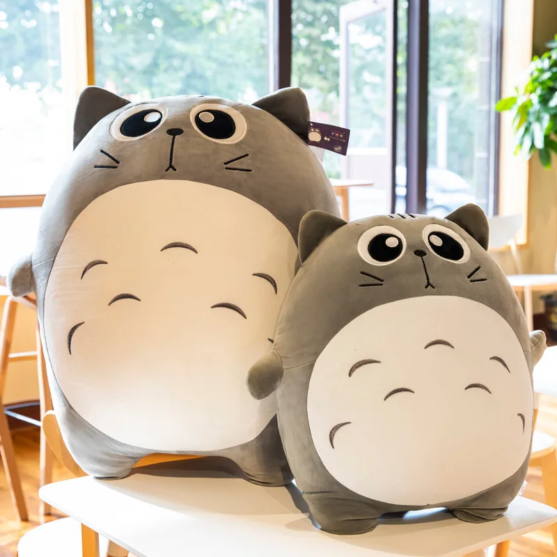 

Free ship cartoon cute expression totoro pillow hugs down cotton plush toy doll children toys sleeping christmas birthday gift
