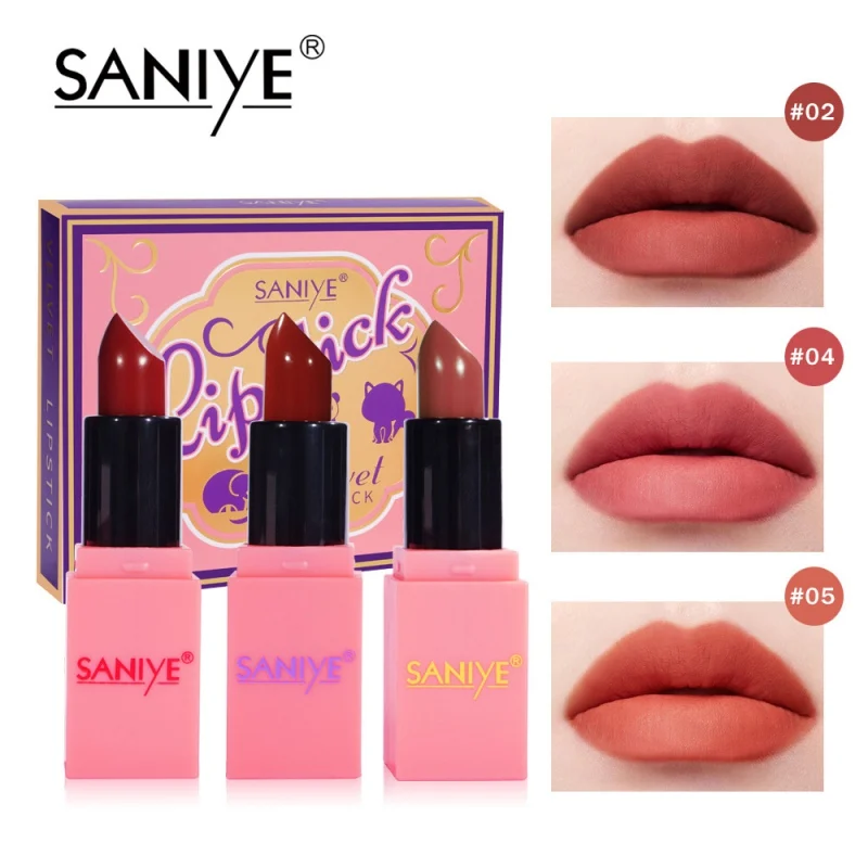 

3Pcs/Set Moisten Waterproof Silk Velvet Lipstick Set Non-Faded Lipsticks Sets Makeup Cosmetic Gifts Set For Multiple Occasions