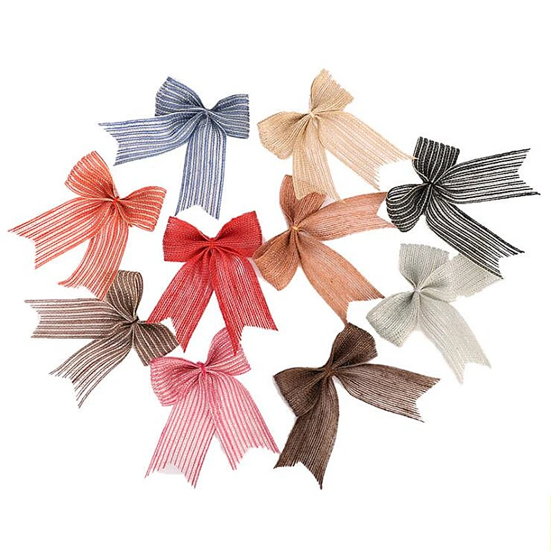 

Hand Made Home Jute Burlap Lace Event Party Supplies Bouquet Gadget Christmas Cultery Bowknot Bow Wedding Party Decoration Decor