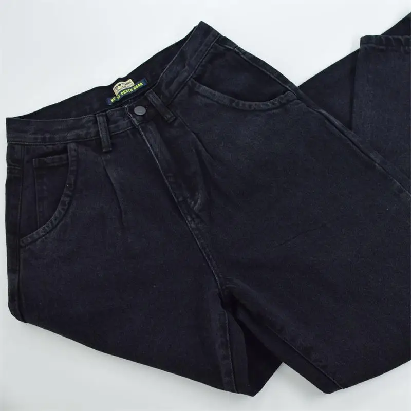 Женские свободные джинсы с высокой талией SupSindy повседневные Черные