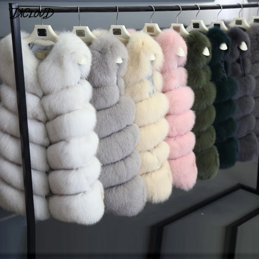 Женское пальто из искусственного меха осенне зимний элегантный длинный жилет