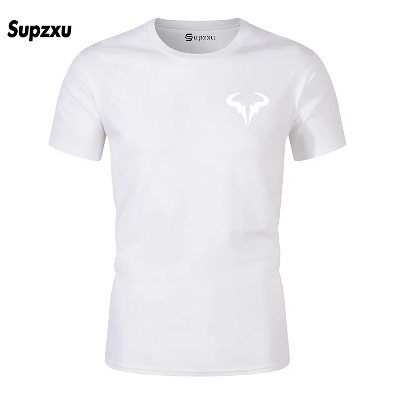 white Nieuwe populaire Rafael Nadal tennis speler mannen zwarte katoenen футболка hoge kwaliteit mannen футболка Топы - Цвет: white