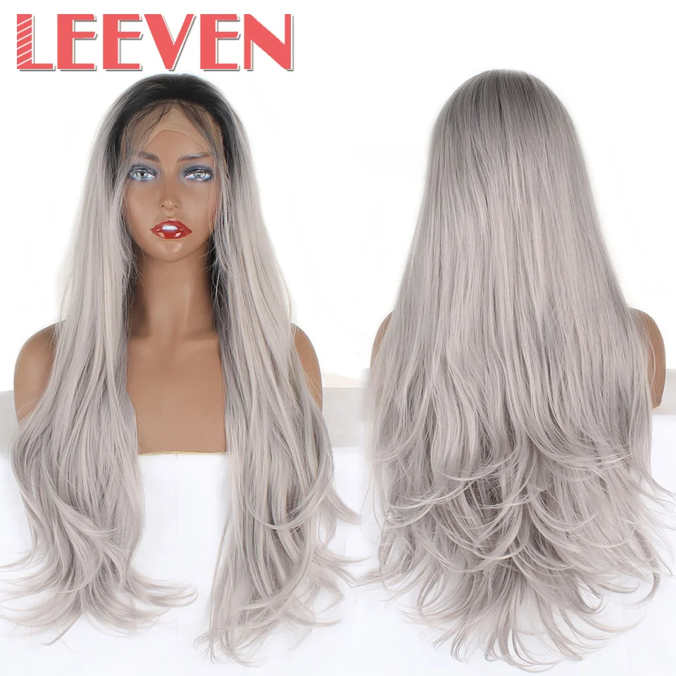Leeven 24 ''Розовый Оранжевый Фиолетовый парик фронта шнурка медный красный длинные волнистые синтетические парики с детскими волосами 613 блонд имбирный парик
