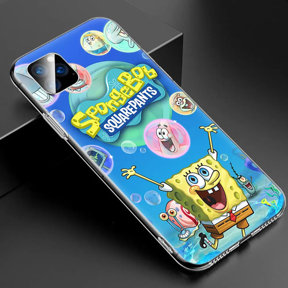 014 Милый мягкий силиконовый прозрачный чехол с губкой Бобом для Apple iPhone 11 Pro XS Max X XR 6 6s 7 8 Plus 5 5S SE Модный чехол - Color: 014