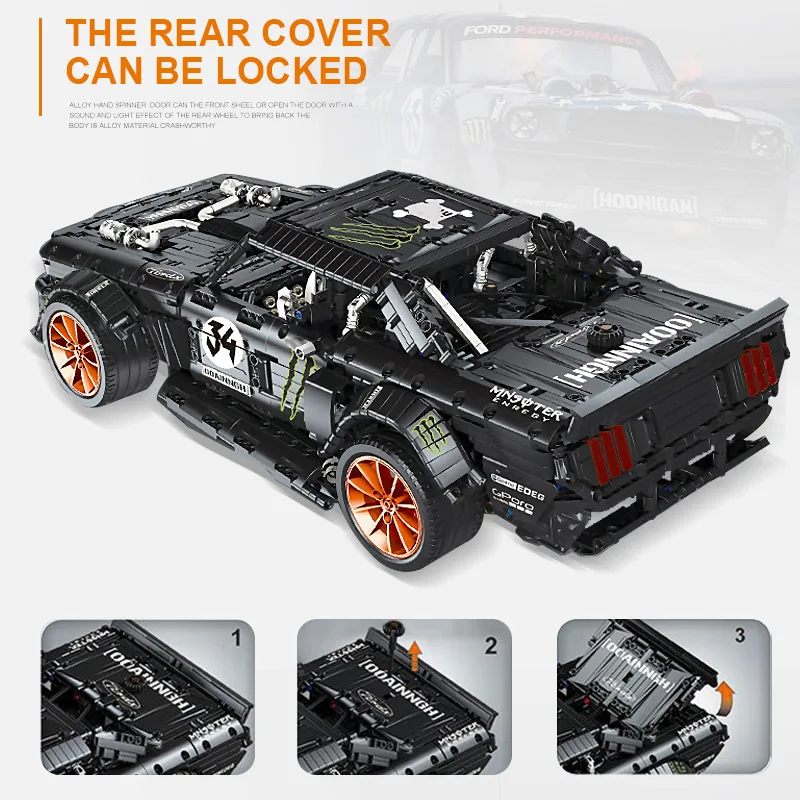 Ешина 1965 Ford Mustang Hoonicorn гоночный автомобиль совместим 20102 Technic MOC 22970 подходит