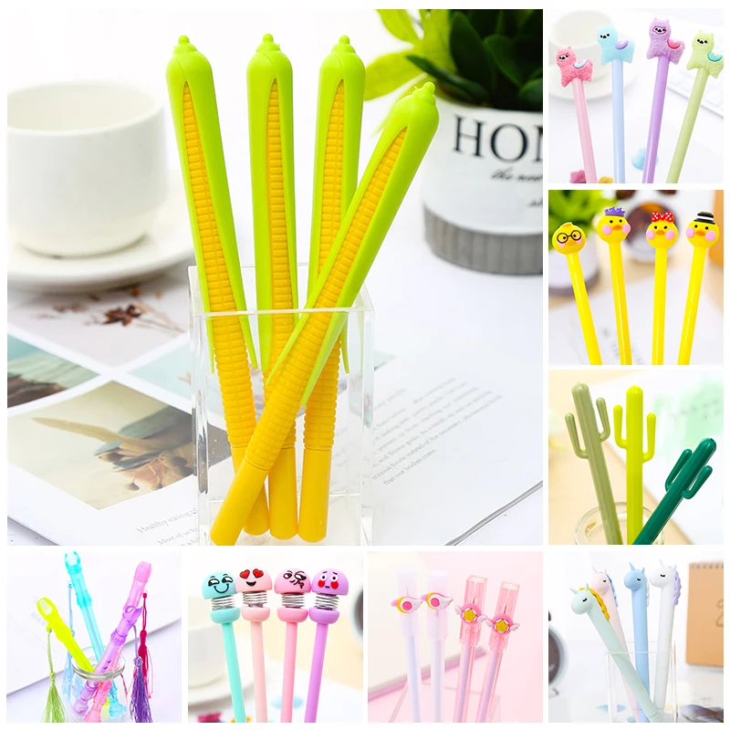 Смешанный Набор Черный кот скипетр гель кавайные ручки милые Альпака утка