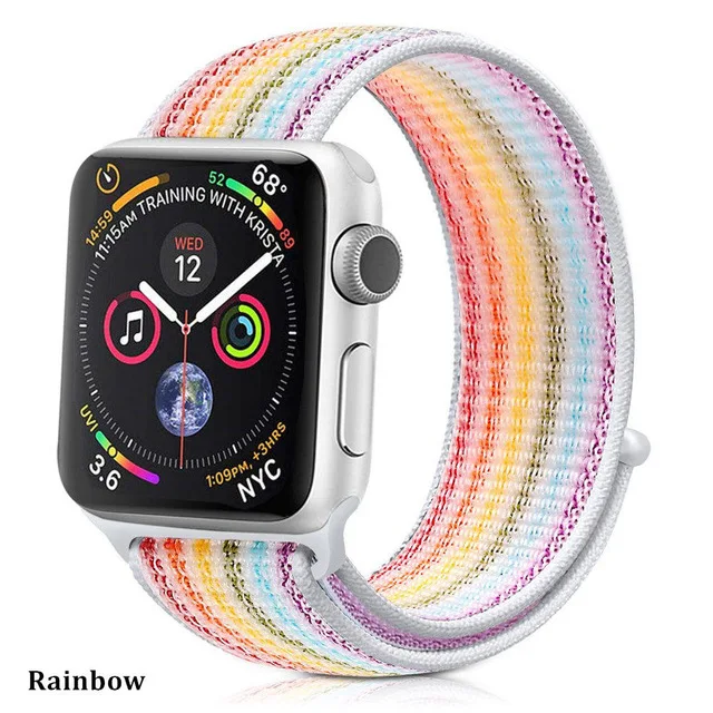 Последняя нейлоновый ремешок für apple watch группа 4 44 мм/40 мм, correa apple watch 3 42 мм/38 мм iwatch серии 4/3/2 bunte stecker чехол для телефона на руку - Цвет ремешка: Rainbow