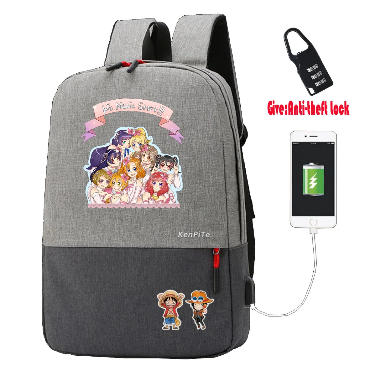 

Cartoon cute lovelive Backpack student school Bags women men Travel bag teenagers Laptop Anti-theft USB Charging Knapsack