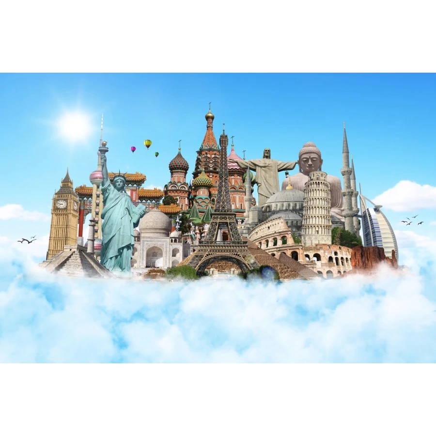 

Famous Travel City Building Photography Backgrounds Customized Portrait Photographic Backdrops For Home Decoration Photo Studio