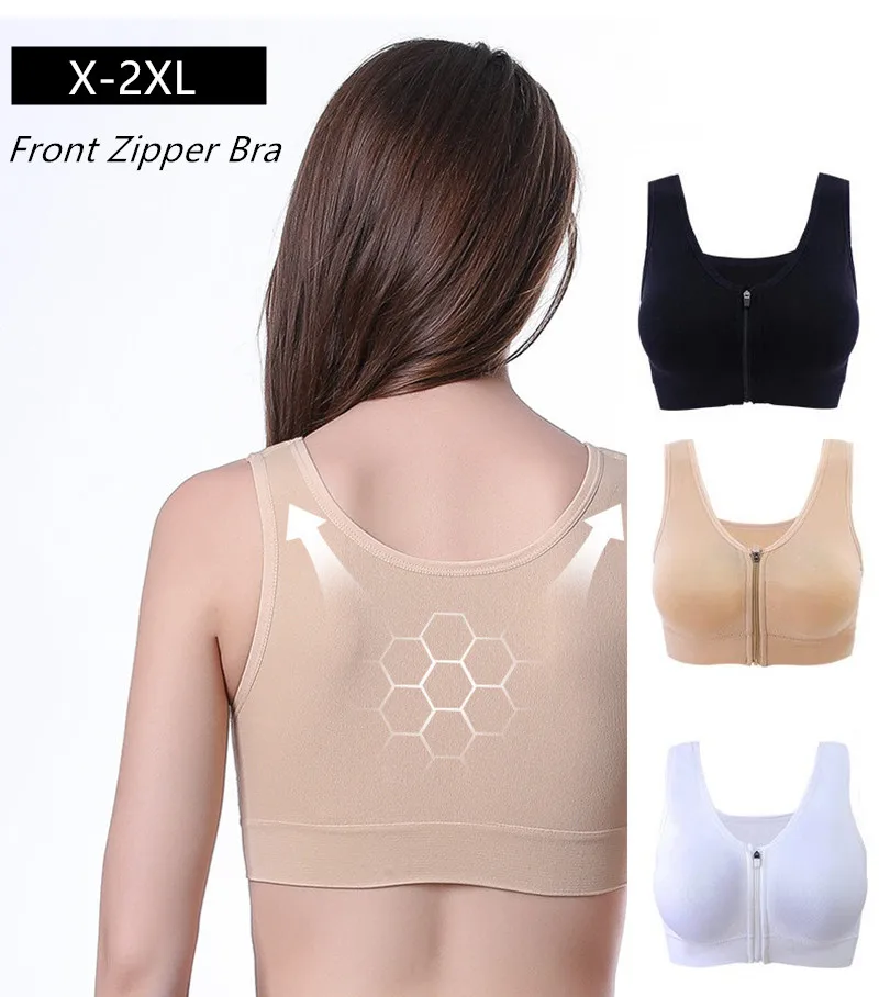 

Спортивные бюстгальтеры на молнии спереди для женщин с эффектом пуш-ап, мягкие без проволоки, спортивные бюстгальтеры для бега, для занятий ...