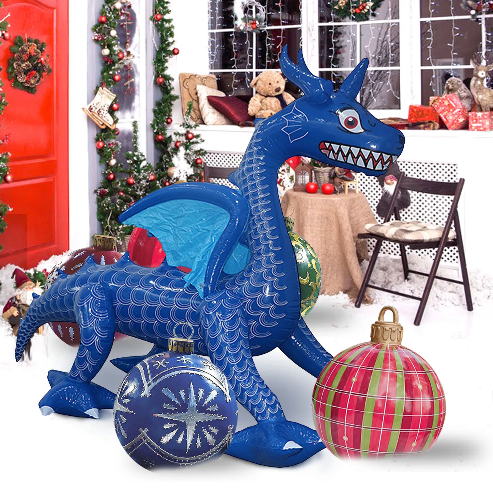 Большая рождественская надувная игрушка динозавра Хэллоуин Летающий дракон на открытом воздухе для украшения двора на праздничную вечеринку с насосом.