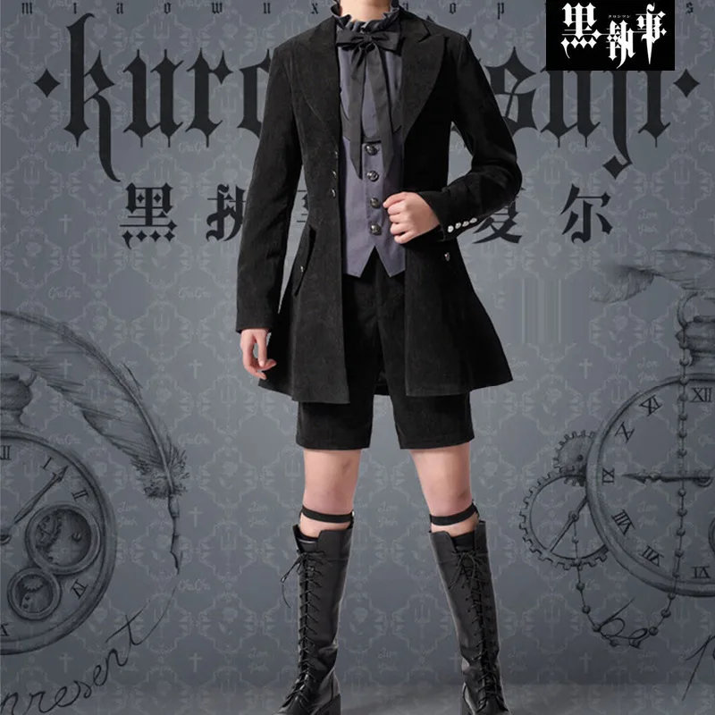 

Anime Kuroshitsuji Black Butler Cosplay Demon Ciel Phantomhive Costume Halloween Party Suit (Coat+Shirt+Vest+Pants+Socks)