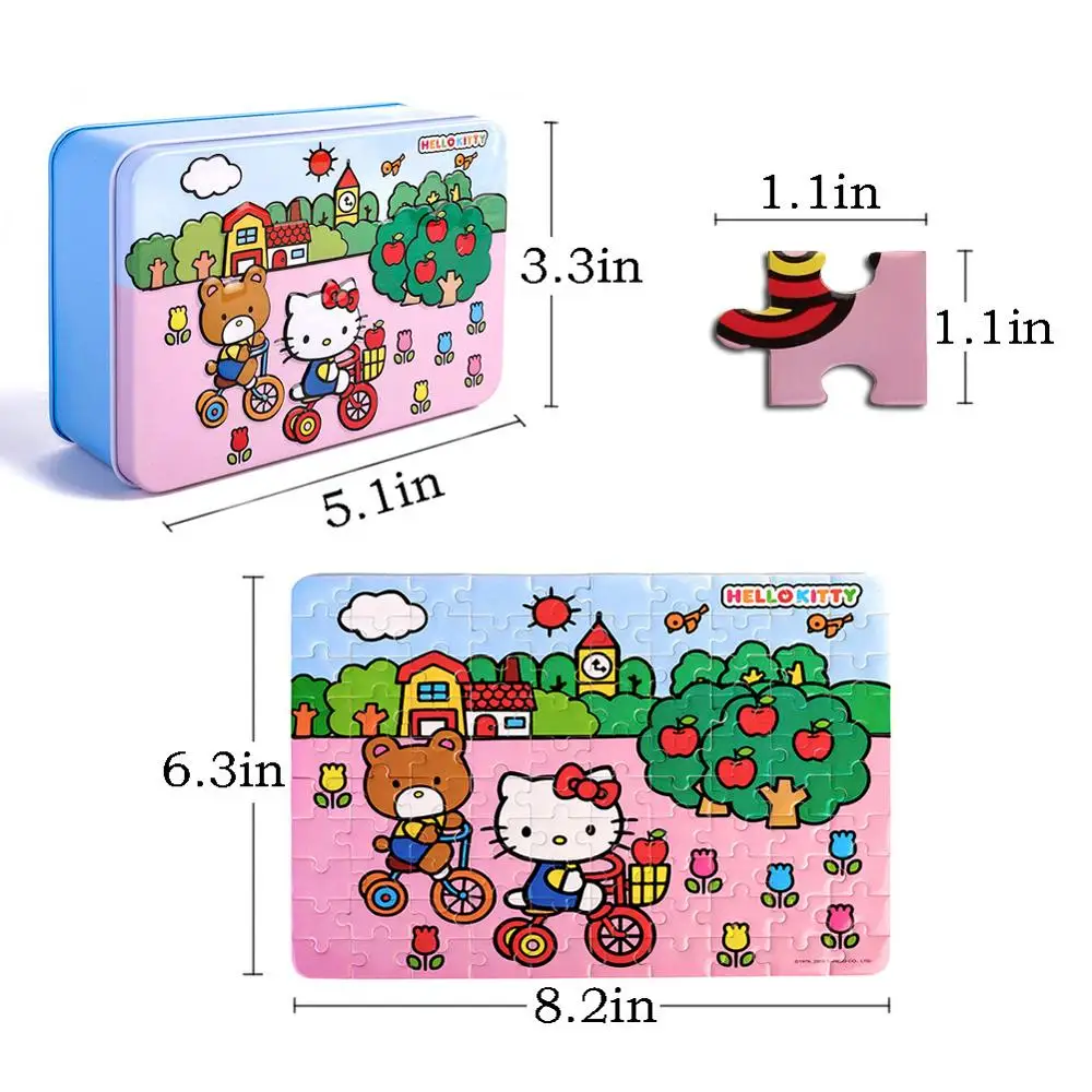 Пазлы hello kitty, 100 деталей, блестящие Пазлы для детей, Обучающие образовательные деревянные пазлы, игрушки, рождественские подарки