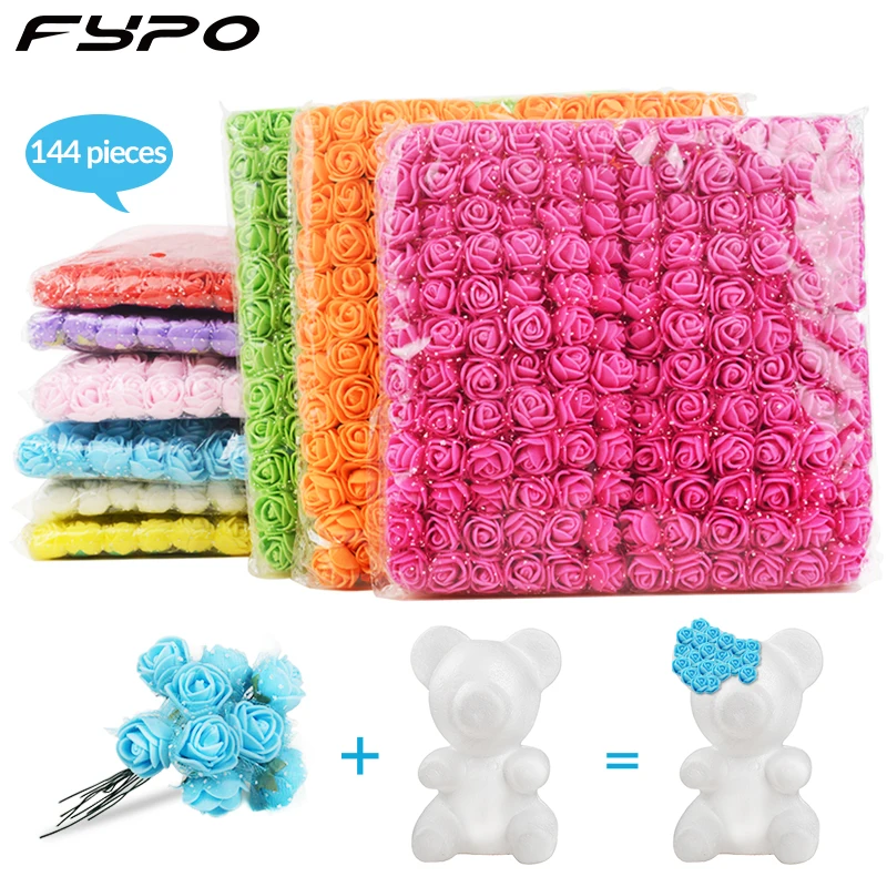 144 шт./лот искусственный цветок 2 см кружевная пена роза букет для свадьбы