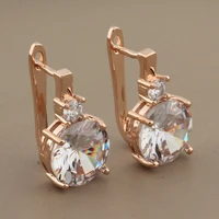 new arrivals earrings for women cute fashion jewelry rose gold color lovely carved natural zircon unusual design earrings